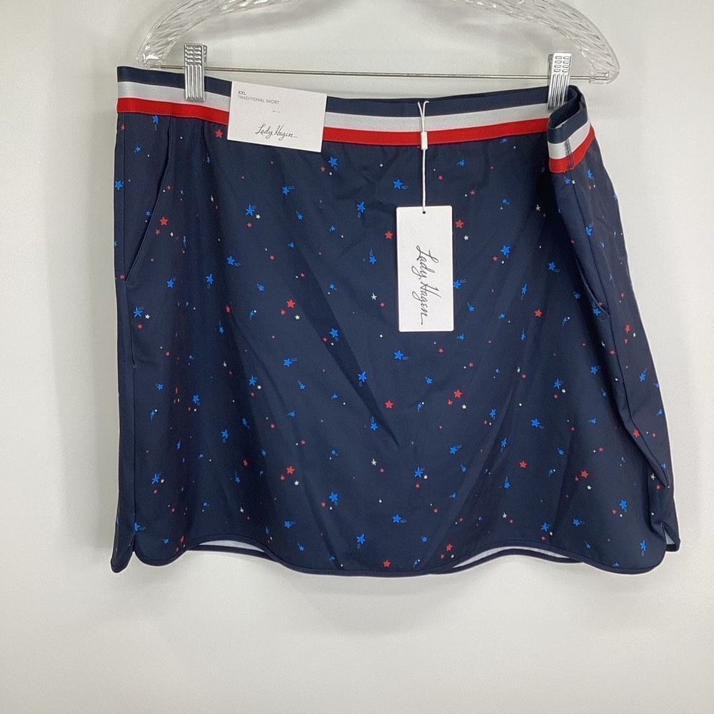 Womens Lady Hagen NWT Traditional Golf‎ Skort 2XL navy /red/white